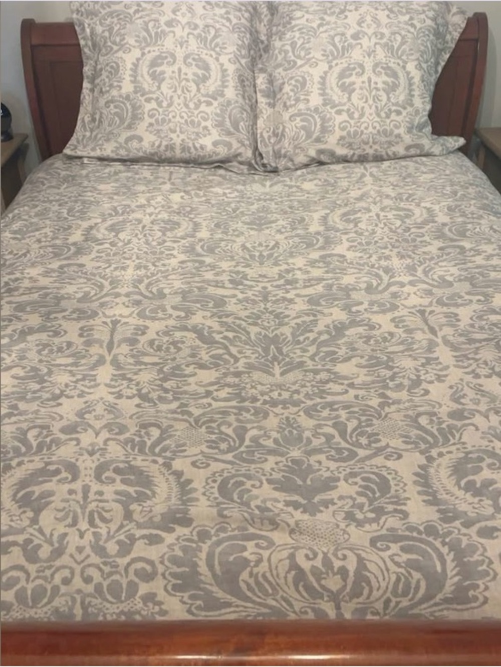 Pottery Barn Full/Queen Duvet Cover + 2 Shams Gray Ivory Linen Blend